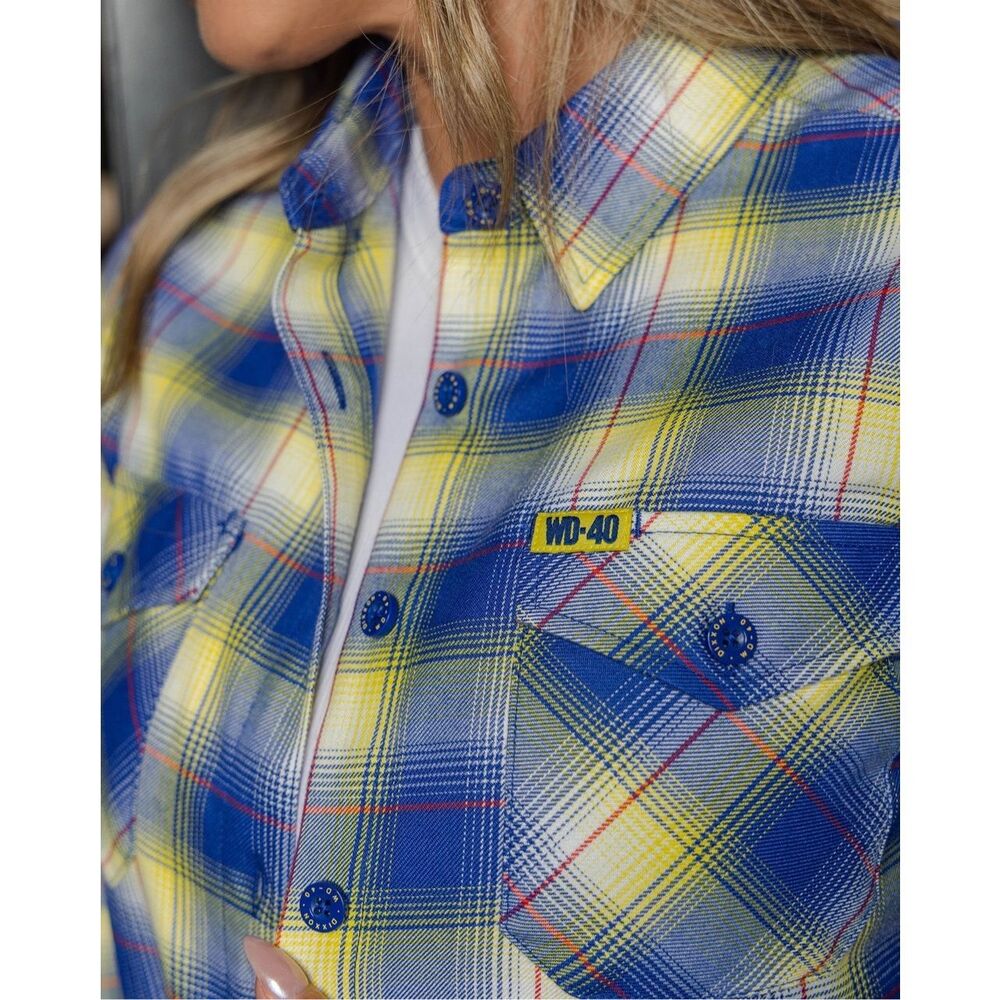 DIXXON WD-40 Women’s Flannel Shirt Blue, Yellow Size S - Picture 5 of 12